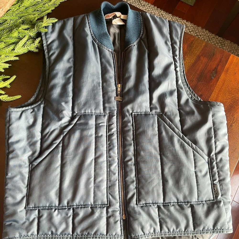 Vintage  70's Walls Blizzard-Pruf Navy Blue Insulated Vest 2XLT